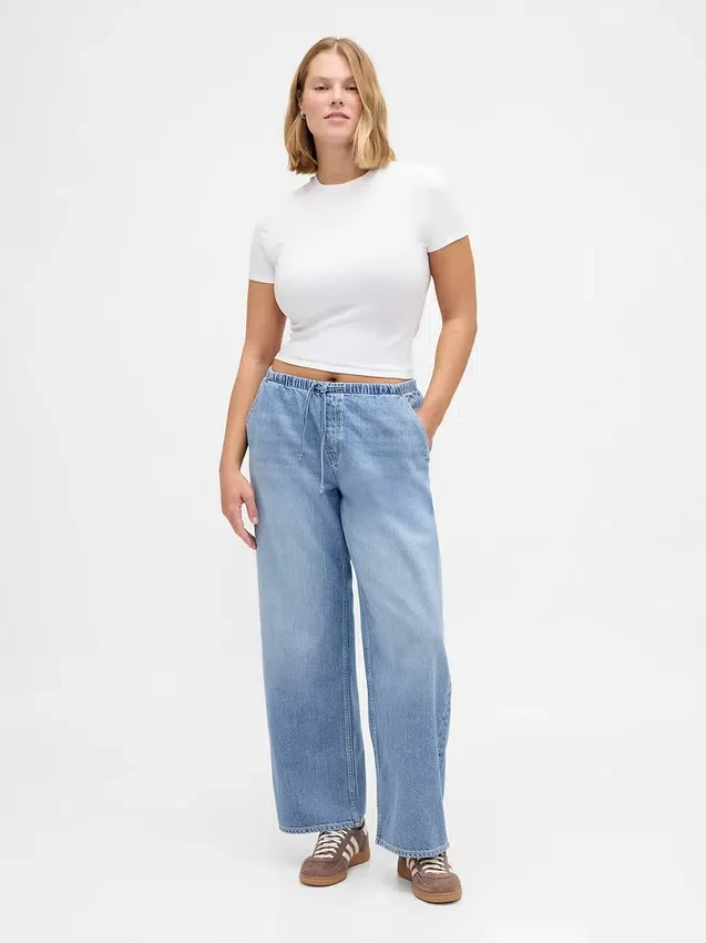 Jeans ample taille basse ultra-doux style années 90