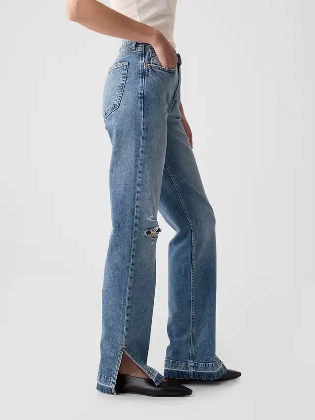 Jeans ample taille mi-haute style années 90