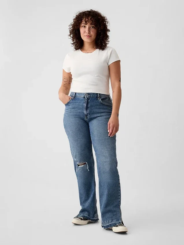 Jeans ample taille mi-haute style années 90