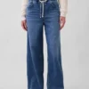 Jeans baggy ample en maille à taille mi-haute