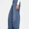 Jeans baggy ample en maille à taille mi-haute
