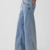 Jeans baggy ample en maille à taille mi-haute