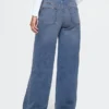 Jeans baggy ample en maille à taille mi-haute