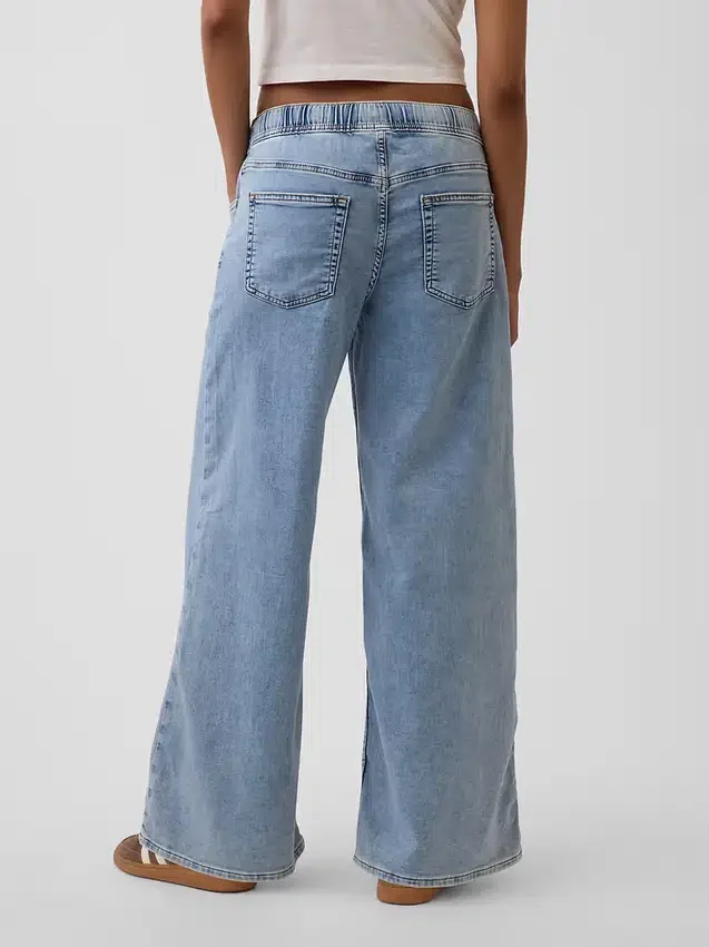 Jeans baggy ample en maille à taille mi-haute