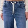 Jeans baggy ample en maille à taille mi-haute