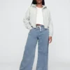 Jeans baggy ample en maille à taille mi-haute