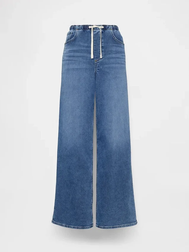 Jeans baggy ample en maille à taille mi-haute