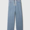 Jeans baggy ample en maille à taille mi-haute