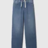 Jeans baggy ample en maille à taille mi-haute