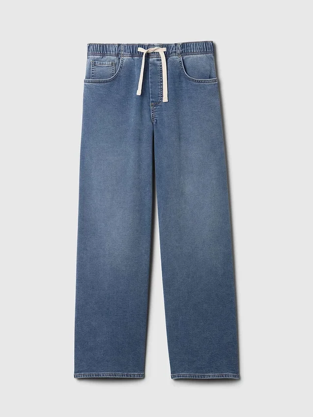 Jeans baggy ample en maille à taille mi-haute