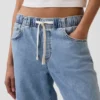 Jeans baggy ample en maille à taille mi-haute