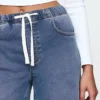 Jeans baggy ample en maille à taille mi-haute