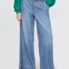 Jeans baggy ample à plis ultra-doux, taille mi-haute