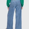 Jeans baggy ample à plis ultra-doux, taille mi-haute