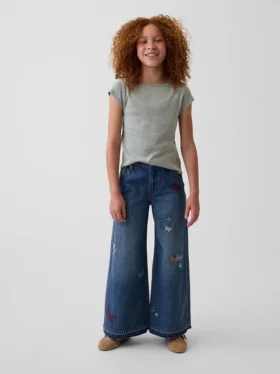 Jeans baggy brodés taille basse pour enfant