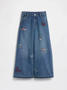 Jeans baggy brodés taille basse pour enfant