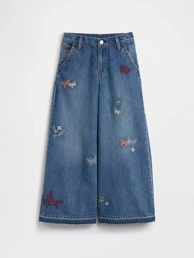 Jeans baggy brodés taille basse pour enfant