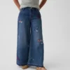 Jeans baggy brodés taille basse pour enfant