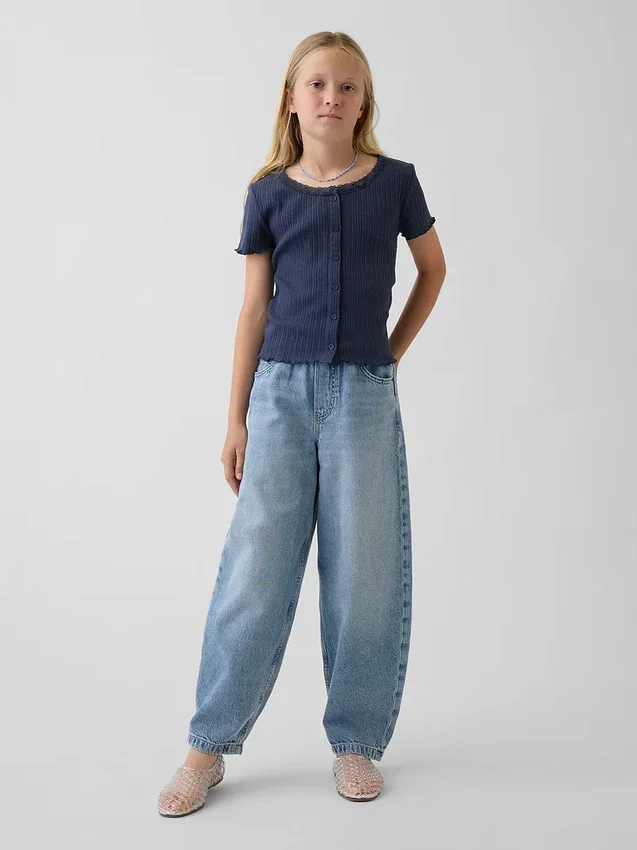 Jeans baggy effilé ultra-doux pour enfants