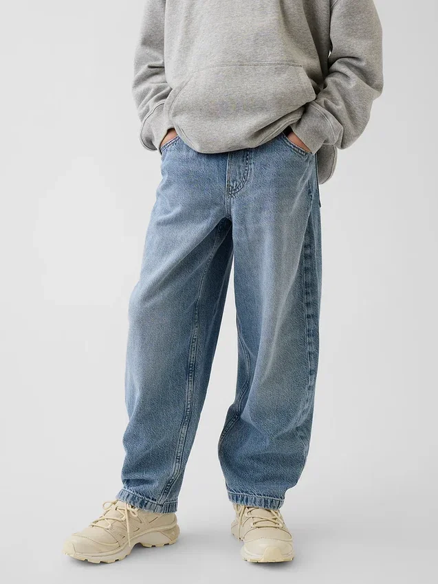 Jeans baggy effilé ultra-doux pour enfants