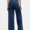 Jeans baggy en denim tricoté à taille mi-haute