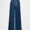 Jeans baggy en denim tricoté à taille mi-haute