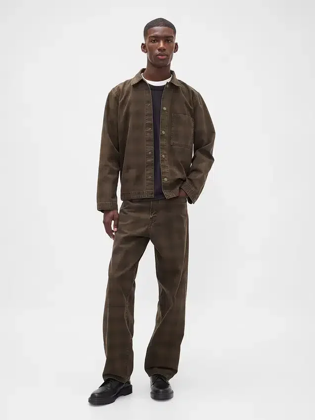Jeans baggy en toile à carreaux