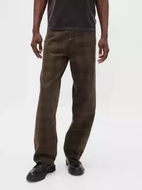Jeans baggy en toile à carreaux