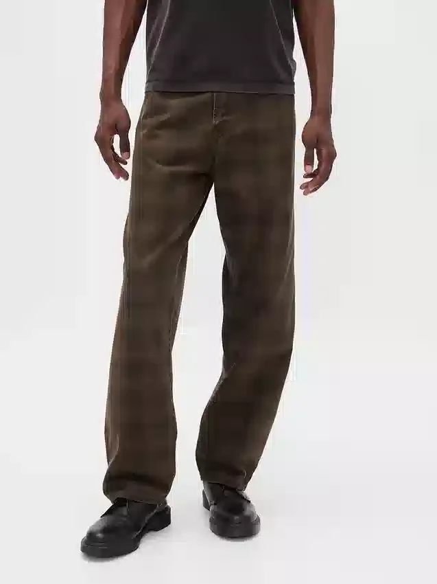 Jeans baggy en toile à carreaux