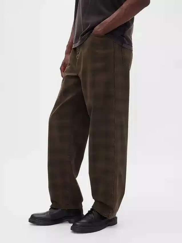 Jeans baggy en toile à carreaux