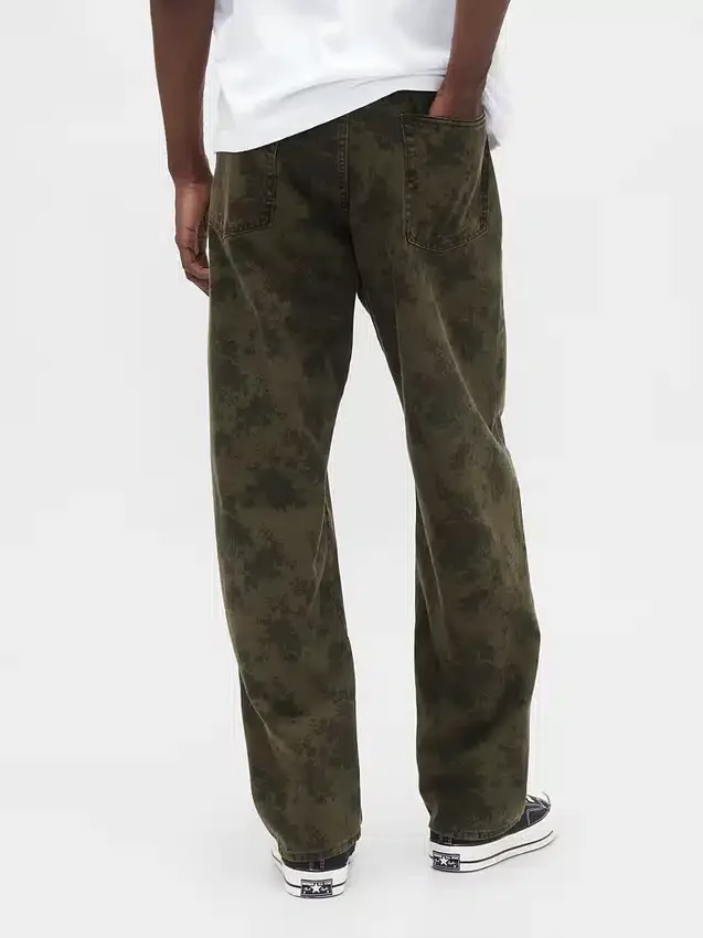 Jeans baggy en toile à motifs floraux