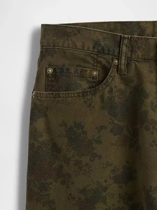 Jeans baggy en toile à motifs floraux