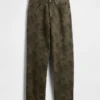 Jeans baggy en toile à motifs floraux
