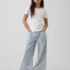 Jeans baggy faciles à enfiler à taille basse pour enfants