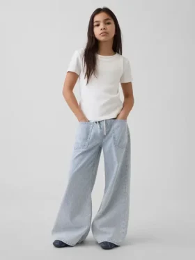 Jeans baggy faciles à enfiler à taille basse pour enfants