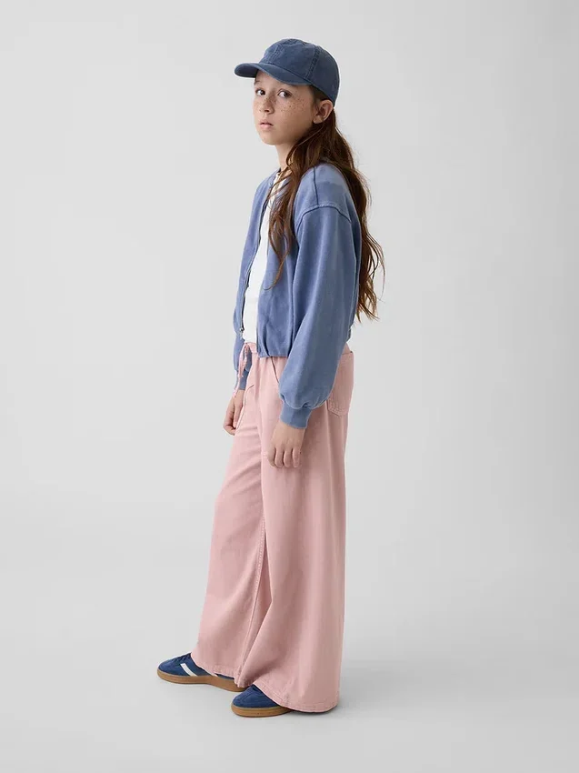 Jeans baggy faciles à enfiler à taille basse pour enfants