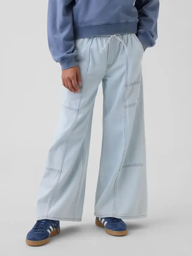 Jeans baggy faciles à enfiler à taille basse pour enfants