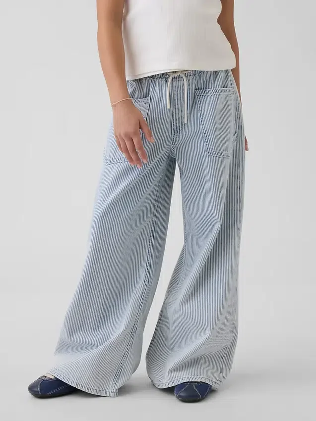 Jeans baggy faciles à enfiler à taille basse pour enfants