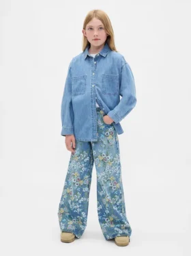 Jeans baggy à fleurs pour enfants