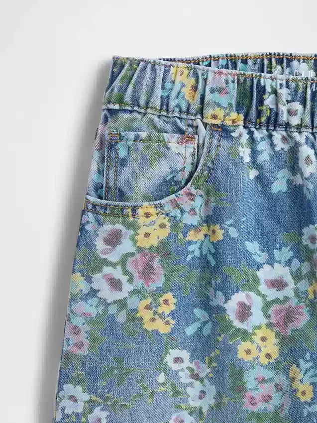 Jeans baggy à fleurs pour enfants