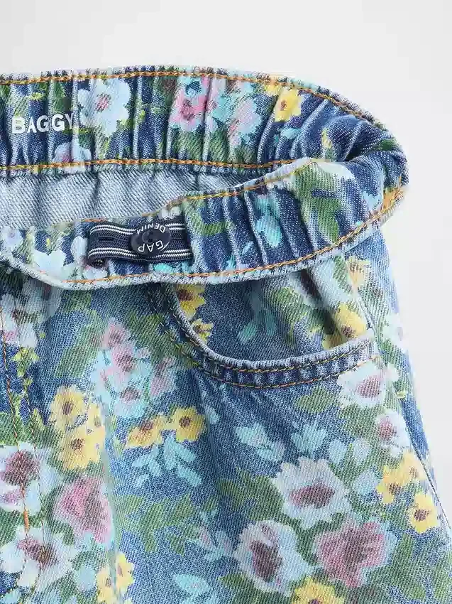 Jeans baggy à fleurs pour enfants
