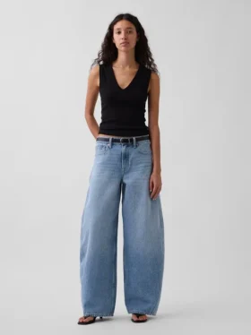 Jeans baggy fuselé à taille moyenne