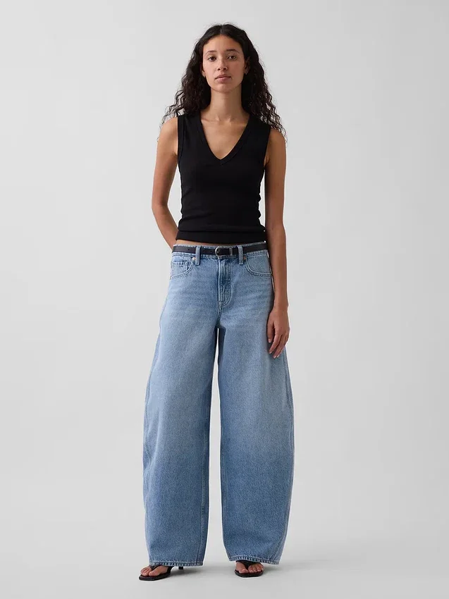 Jeans baggy fuselé à taille moyenne