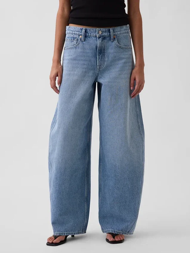 Jeans baggy fuselé à taille moyenne