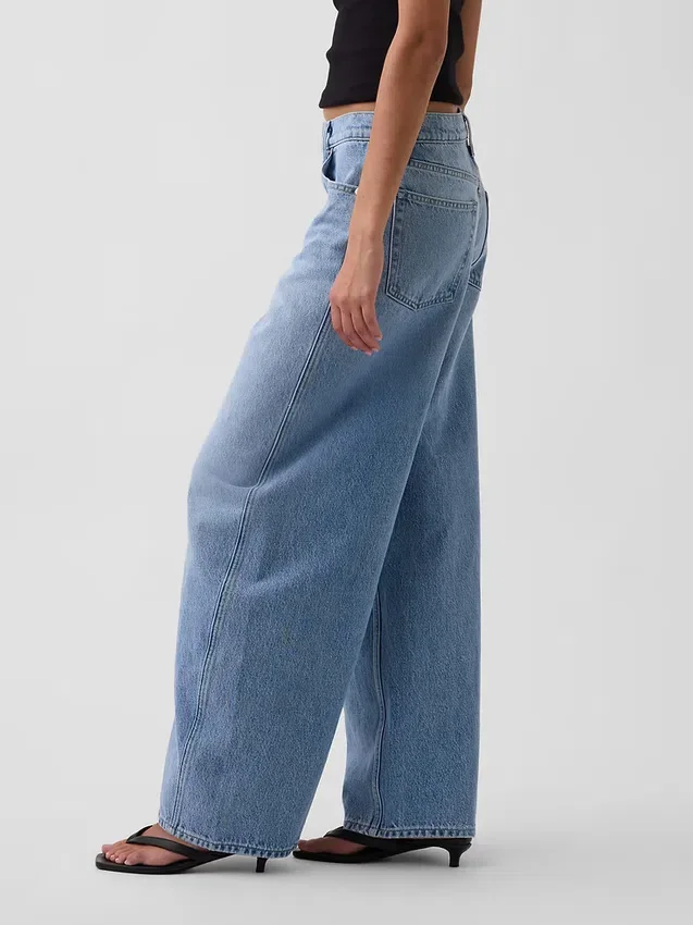 Jeans baggy fuselé à taille moyenne