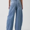 Jeans baggy fuselé à taille moyenne