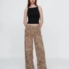 Jeans baggy léopard ultra-doux à taille mi-haute