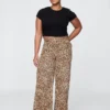 Jeans baggy léopard ultra-doux à taille mi-haute