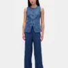 Jeans baggy plissé ultra-doux à taille mi-haute