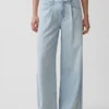 Jeans baggy plissé ultra-doux à taille mi-haute